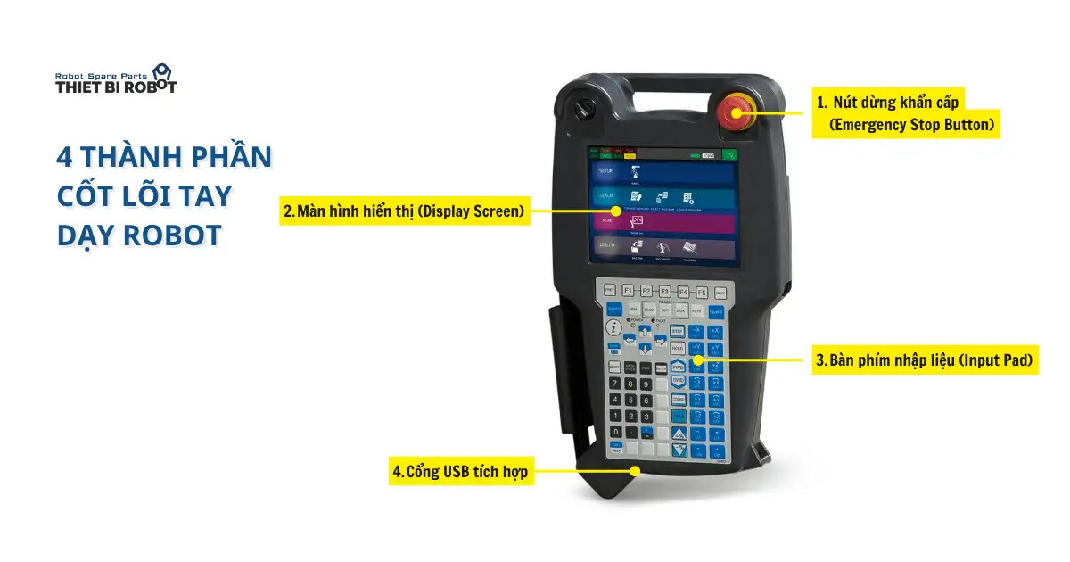 Chức năng các phím bấm trên tay dạy robot FANUC cơ bản 2 Tổng quan các phím bấm trên tay dạy robot công nghiệp